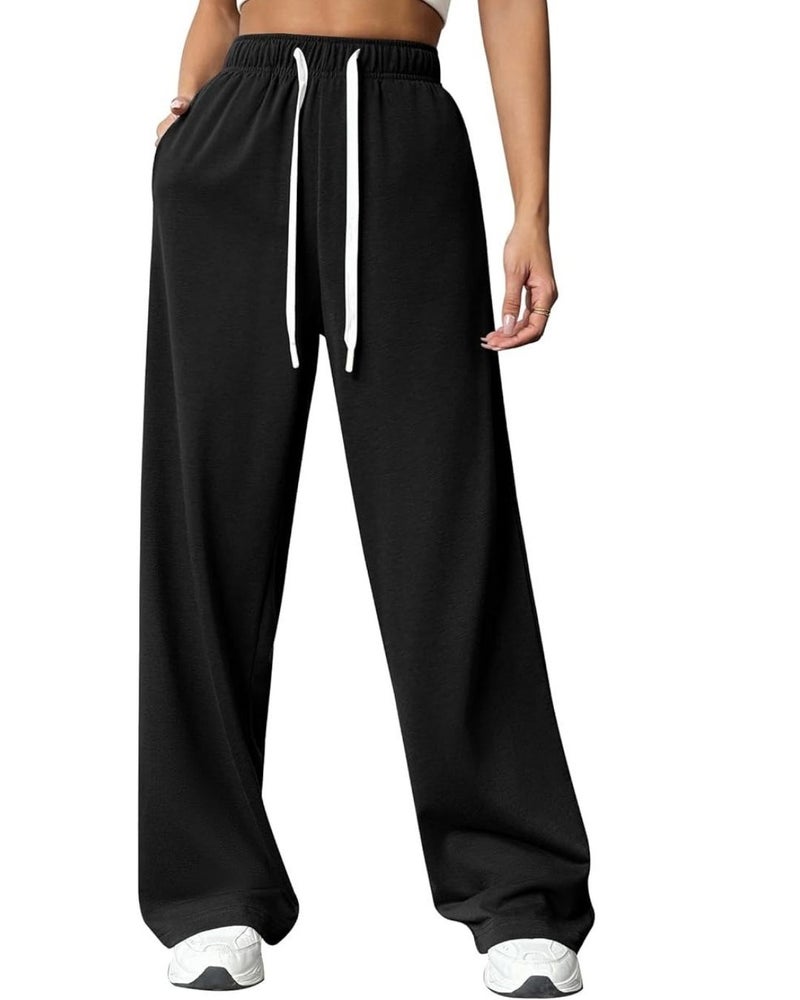 فلاينوف بنطلون رياضي نسائي أسود بستايل كوري فضفاض - Image 2